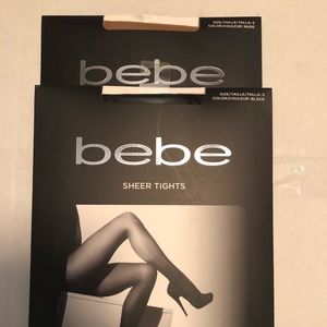 2 pairs of Bebe sheer tights in nude and black - S